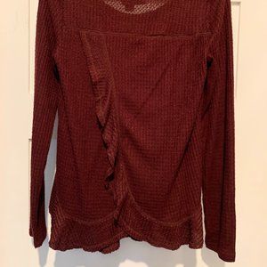 New Anthropologie Long Sleeve waffle Top